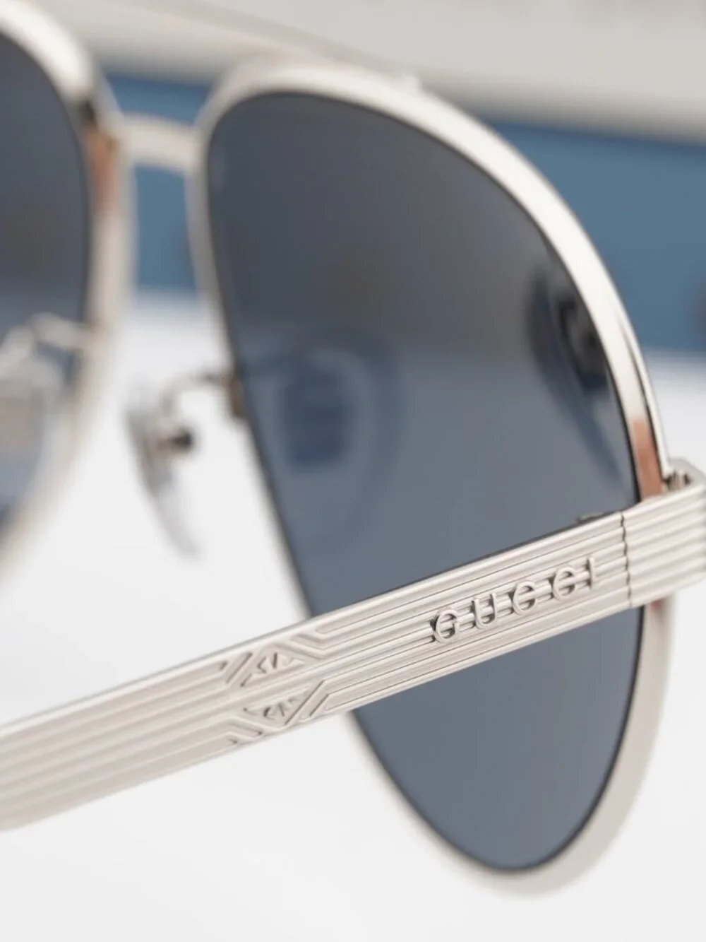 Gucci GG1513S 003 Aviator Sunglasses - Silver\Smoke with Silver Mirror